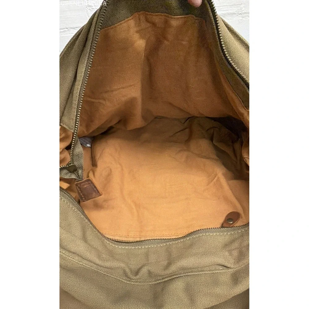 S.C. Cotton Olive Green Vintage 1038 Canvas Leather Messenger Bag Large NWT